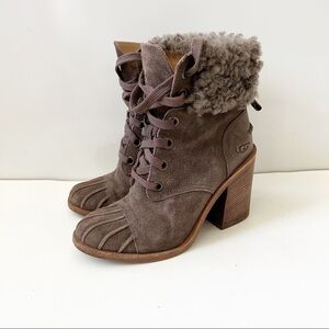 UGG Jaxon Suede Shearling Heeled Boots